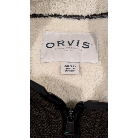 NEW Orvis 1/4 Zip 2XL Men's Pullover Sherpa Fleece Lined XXL Sweater Brown NWT - Picture 4 of 9